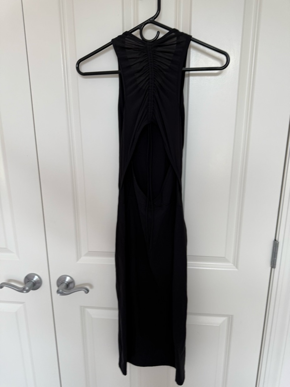 lululemon athletica Black Backless Ruched Maxi Dress